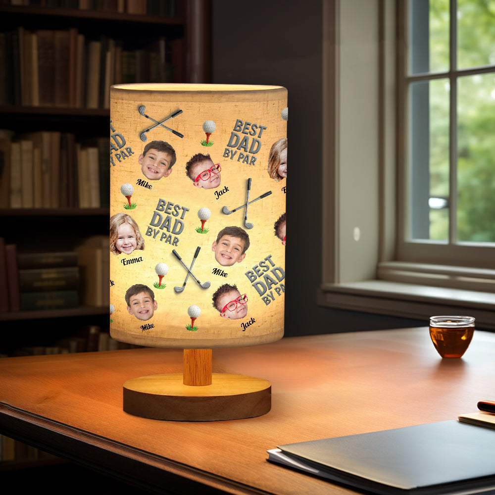 Best Dad By Par - Personalized Golf Table Lamp with Wood Base