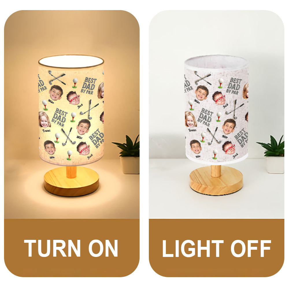 Best Dad By Par - Personalized Golf Table Lamp with Wood Base