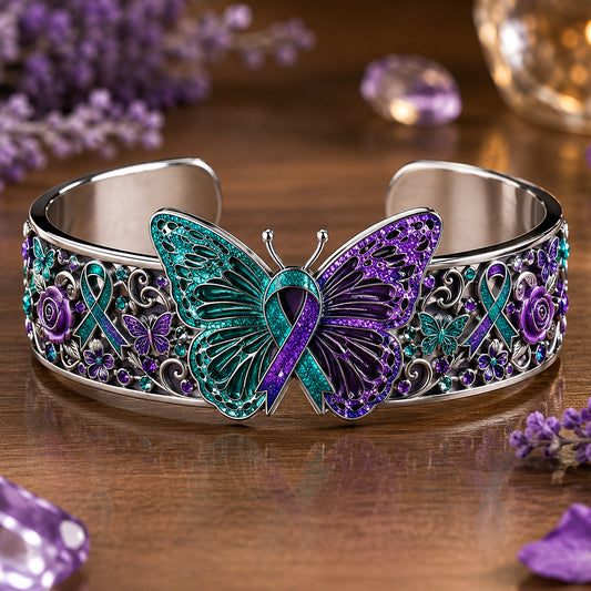 Bracelet en Cuir Personnalisé en Forme de Papillon - Prévention du Suicide