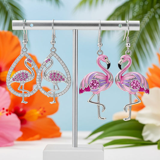 Juste une fille qui aime les flamants roses - Boucles d'oreilles flamant rose personnalisées