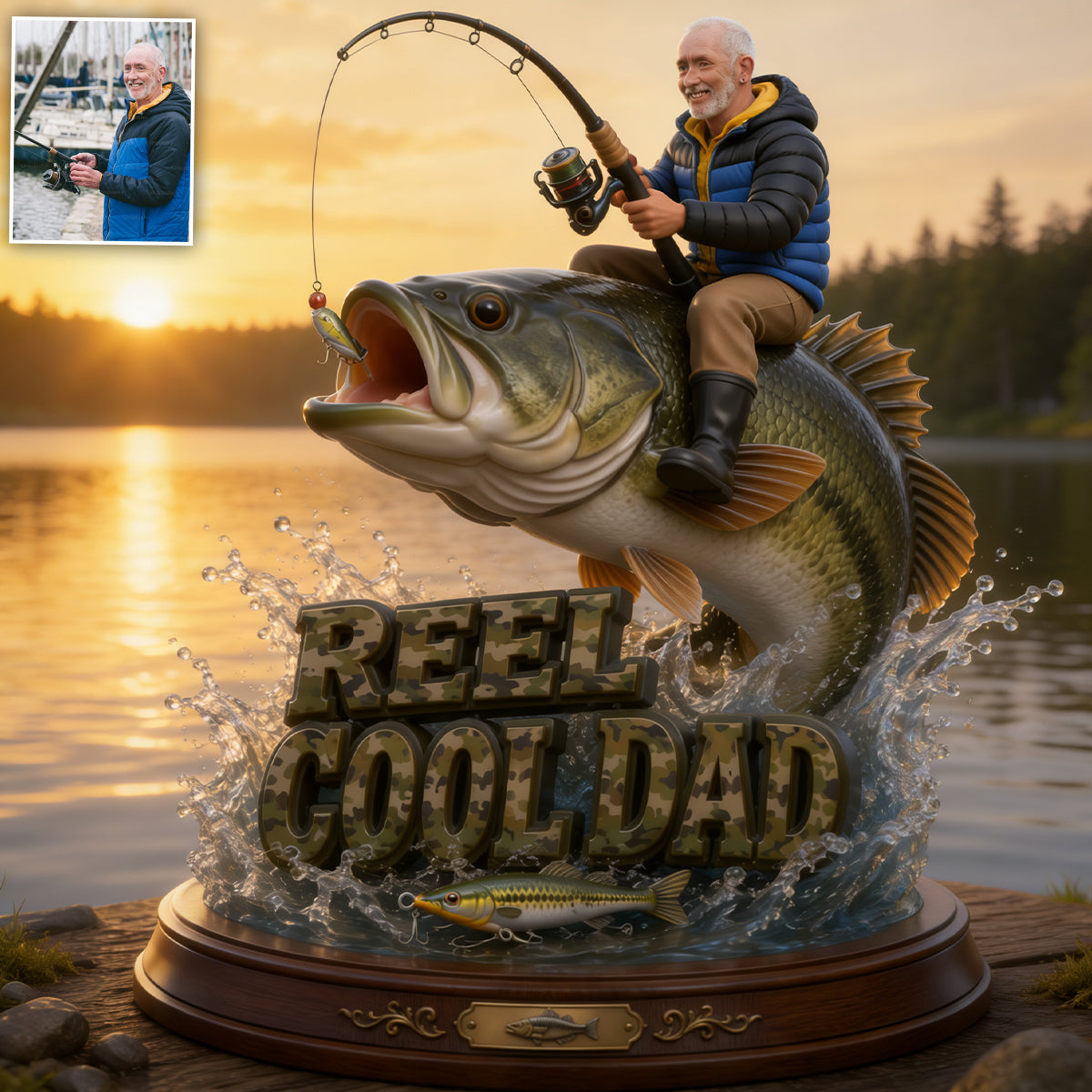 Cooler Papa, Angler Geschenk - Personalisierte Angel Acrylplakette