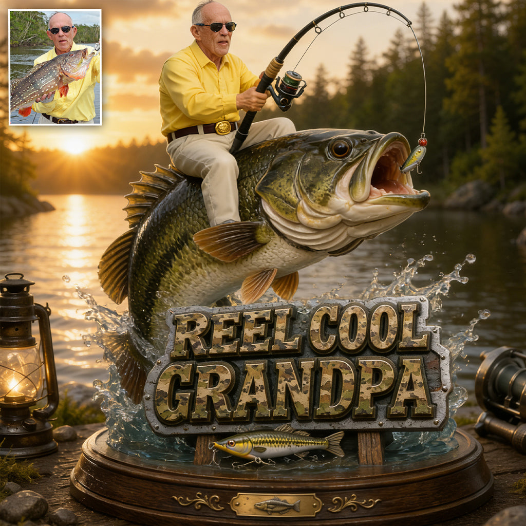 Cooler Papa, Angler Geschenk - Personalisierte Angel Acrylplakette