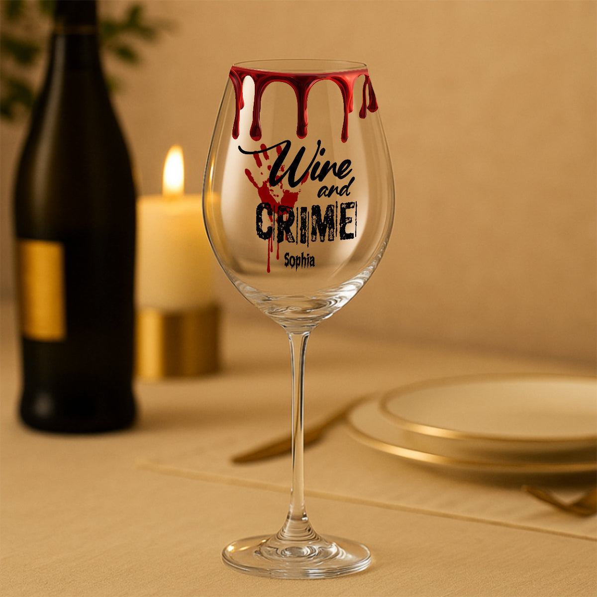 True Crime & Wine - Personalized True Crime Wine Glass With Long Stem