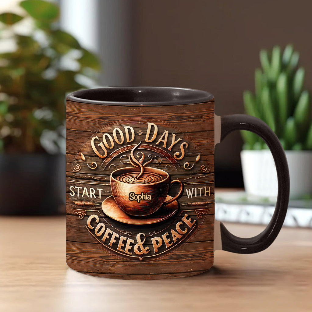 Les belles journées commencent par un café et un moment de calme - Mug personnalisé à café