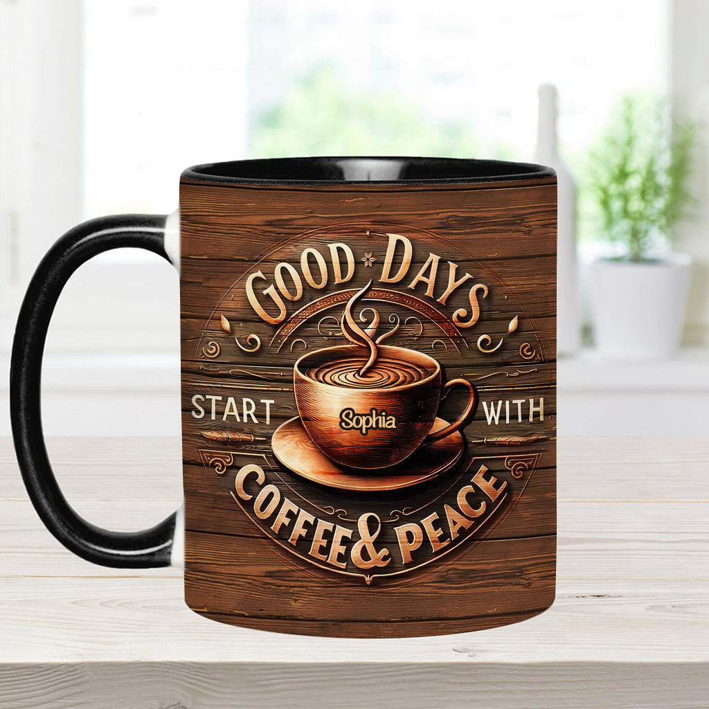 Les belles journées commencent par un café et un moment de calme - Mug personnalisé à café