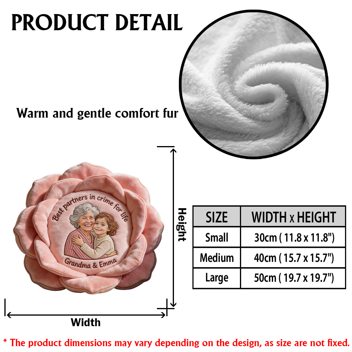 L'amour grandit ici - Coussin en fausse fourrure personnalisé pour grand-mère