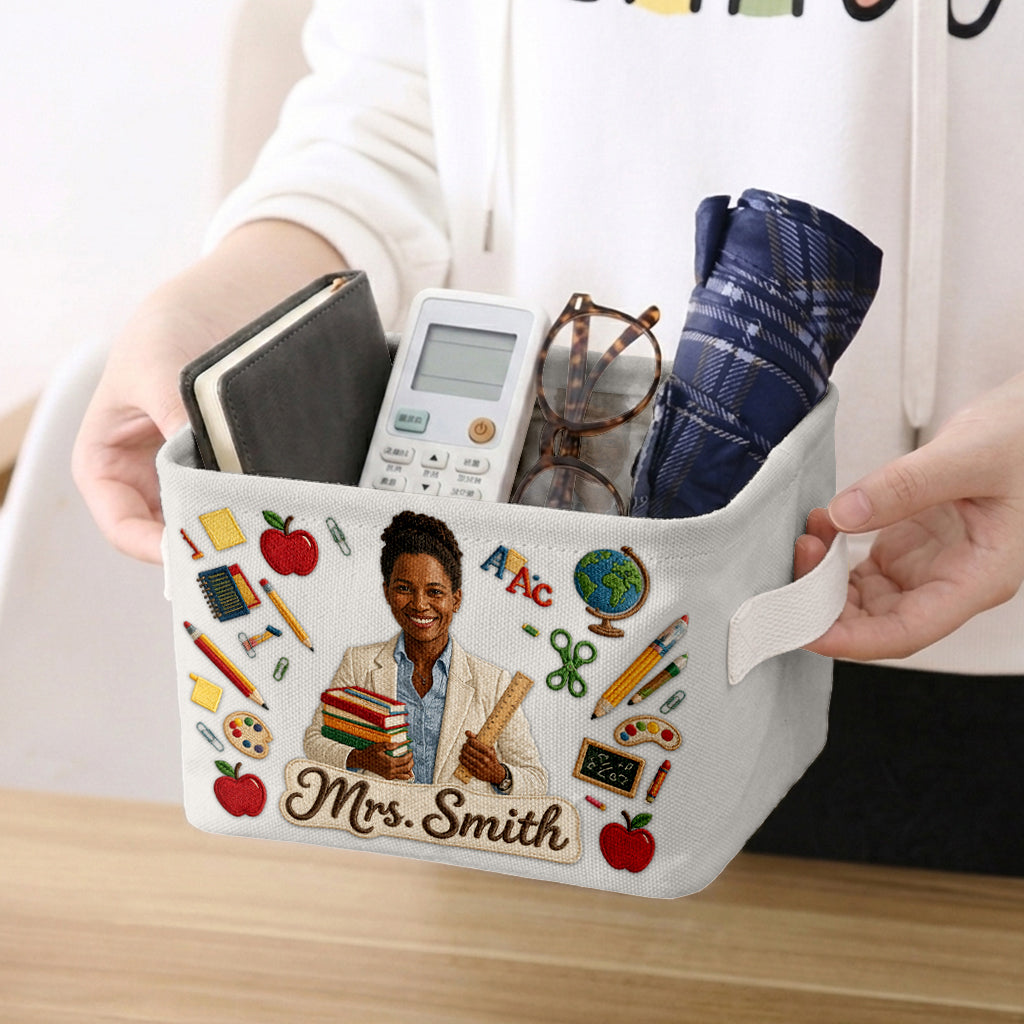 Teacher Appreciation Organizer, Back to School, Classroom Gift - Personalized Teacher Rectangle Storage Basket