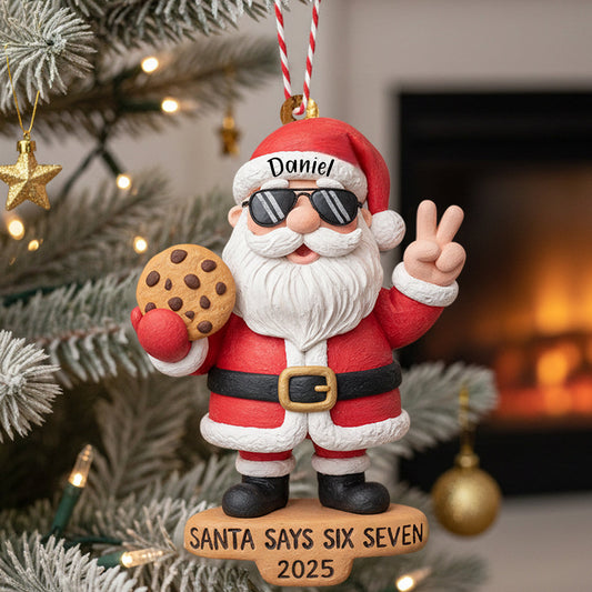 Der Weihnachtsmann sagt Sechs Sieben – Personalisierter Weihnachtsschmuck