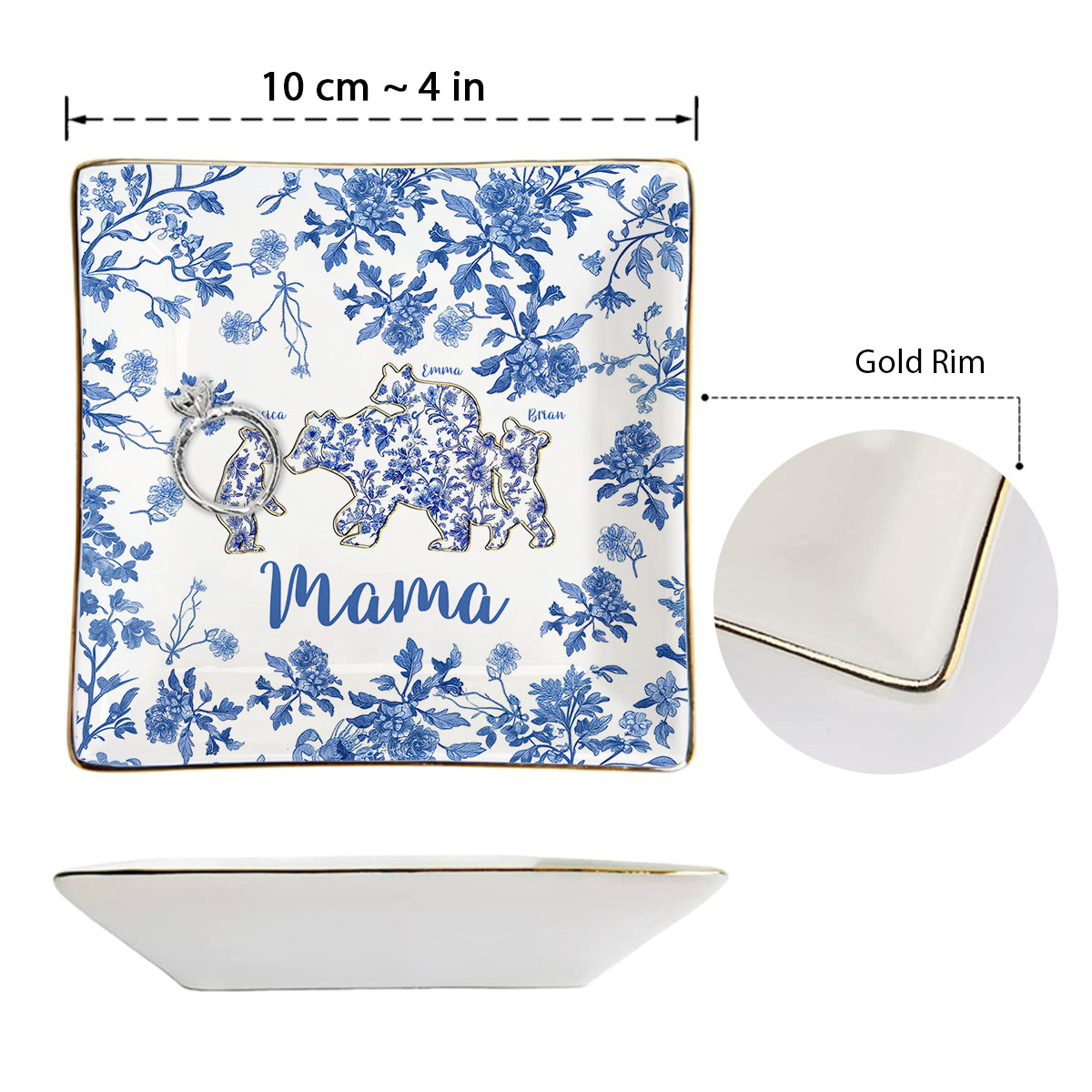 Mama Bear - Personalized Mother Fully Printed Jewelry Dish