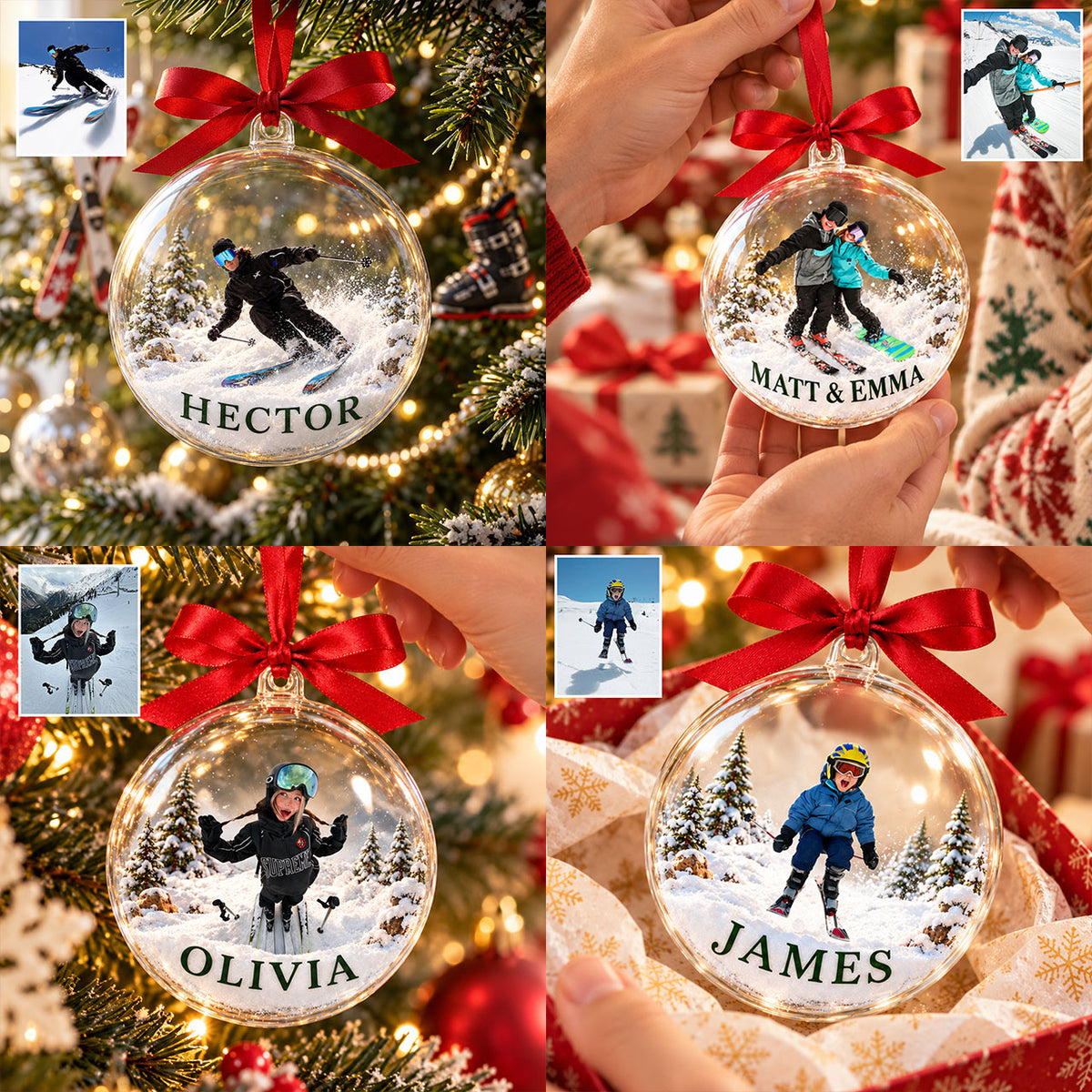 Love Skiing - Personalized Skiing Acrylic Ball Ornament