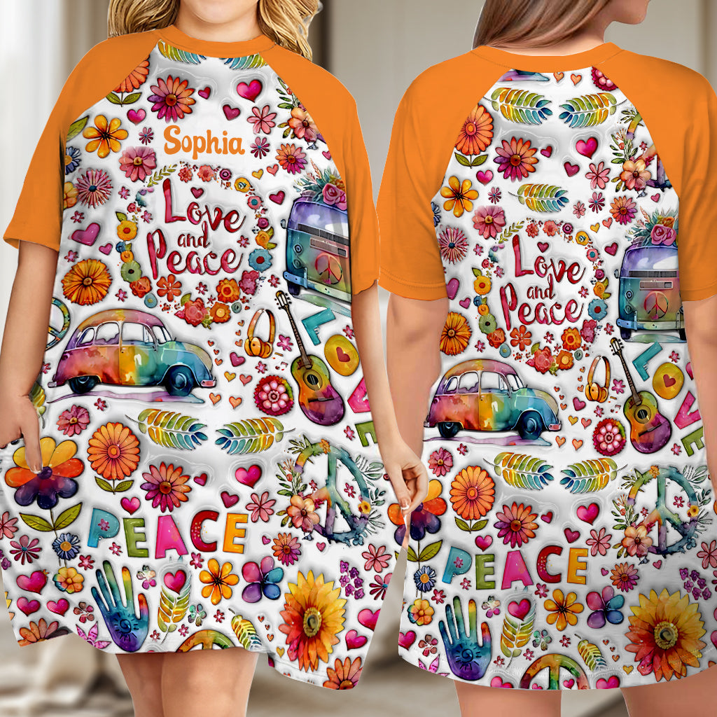 Hippie Souls - Robe T-shirt de nuit hippie personnalisée