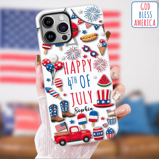 Joyeux 4 juillet ! Coque de téléphone personnalisée avec impression intégrale pour la fête nationale américaine (4 juillet).