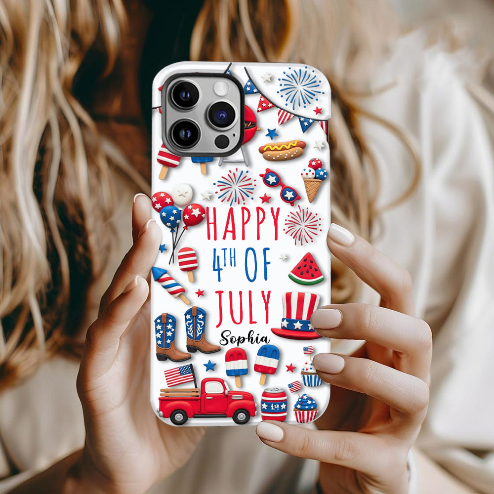 Joyeux 4 juillet ! Coque de téléphone personnalisée avec impression intégrale pour la fête nationale américaine (4 juillet).