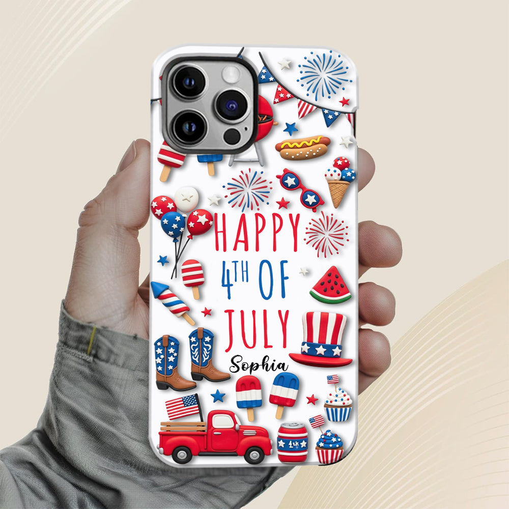 Joyeux 4 juillet ! Coque de téléphone personnalisée avec impression intégrale pour la fête nationale américaine (4 juillet).