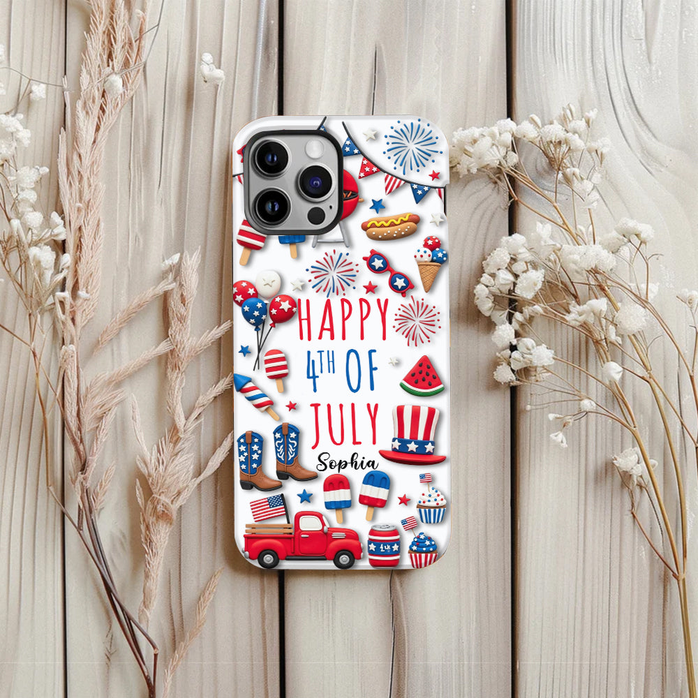 Joyeux 4 juillet ! Coque de téléphone personnalisée avec impression intégrale pour la fête nationale américaine (4 juillet).