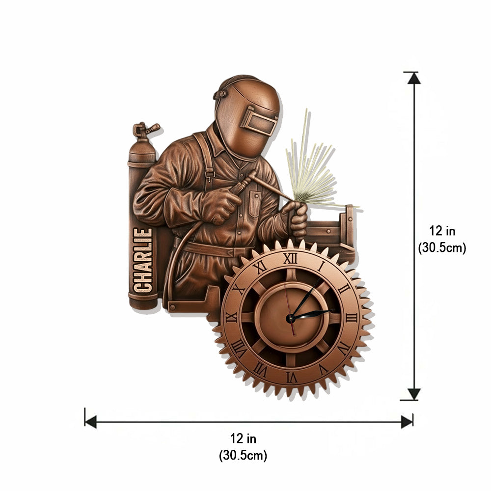 Le soudeur le plus fort - Horloge murale lumineuse LED personnalisée pour soudeur
