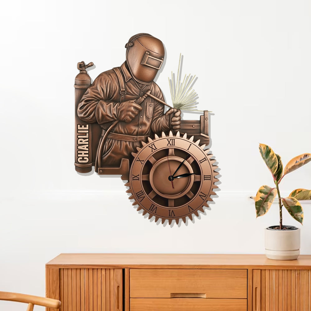 Le soudeur le plus fort - Horloge murale lumineuse LED personnalisée pour soudeur