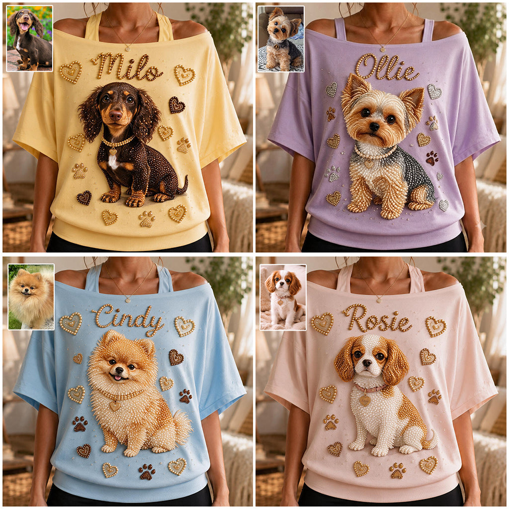 Cute Pet - Personalized Dog Off-Shoulder Top Set