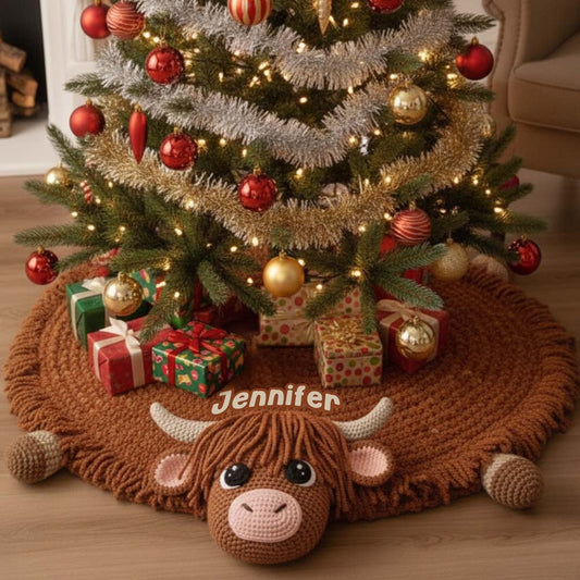 Adorable bébé vache - Jupe de sapin personnalisée en forme de vache des Highlands