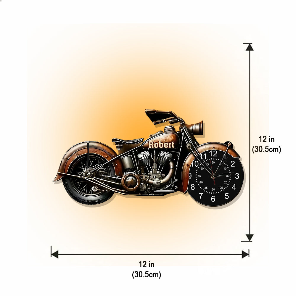 Horloge murale lumineuse LED personnalisée pour motards - Bons moments, bons amis, bonne roue