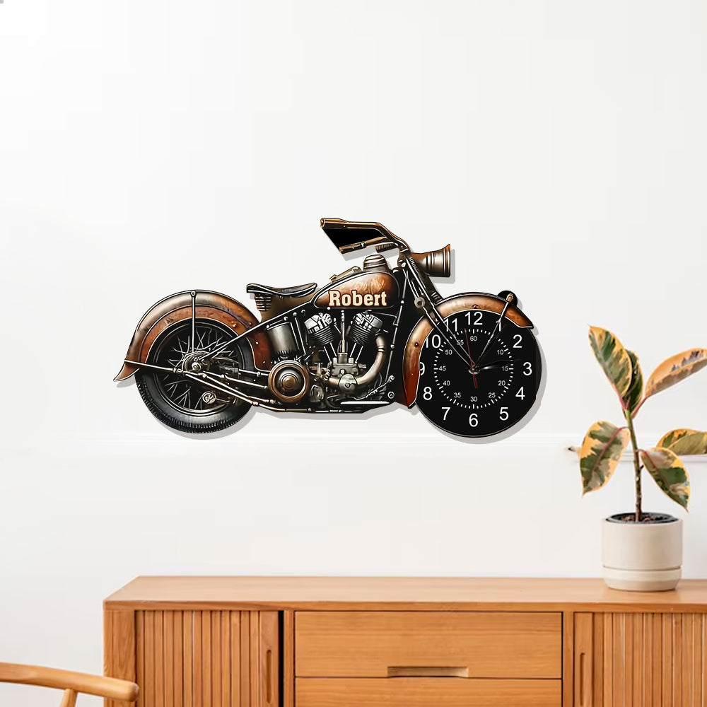 Horloge murale lumineuse LED personnalisée pour motards - Bons moments, bons amis, bonne roue