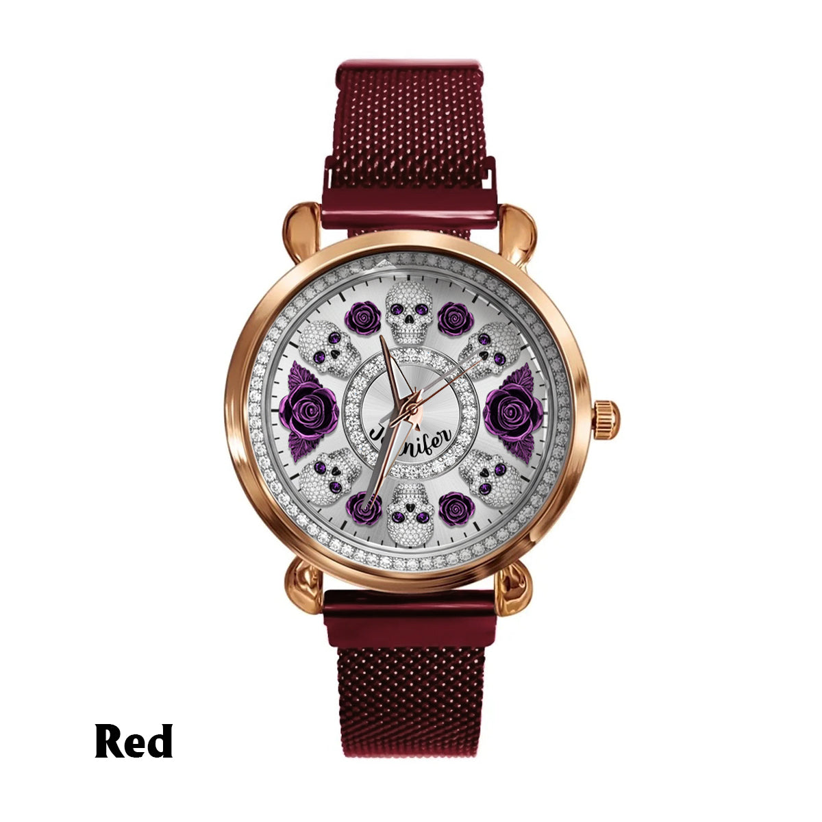 Montre-bracelet personnalisée pour femme Skull And Roses - Tête de mort 