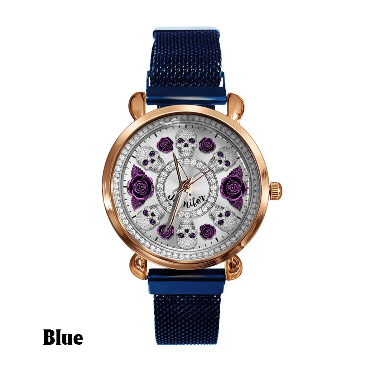 Montre-bracelet personnalisée pour femme Skull And Roses - Tête de mort 