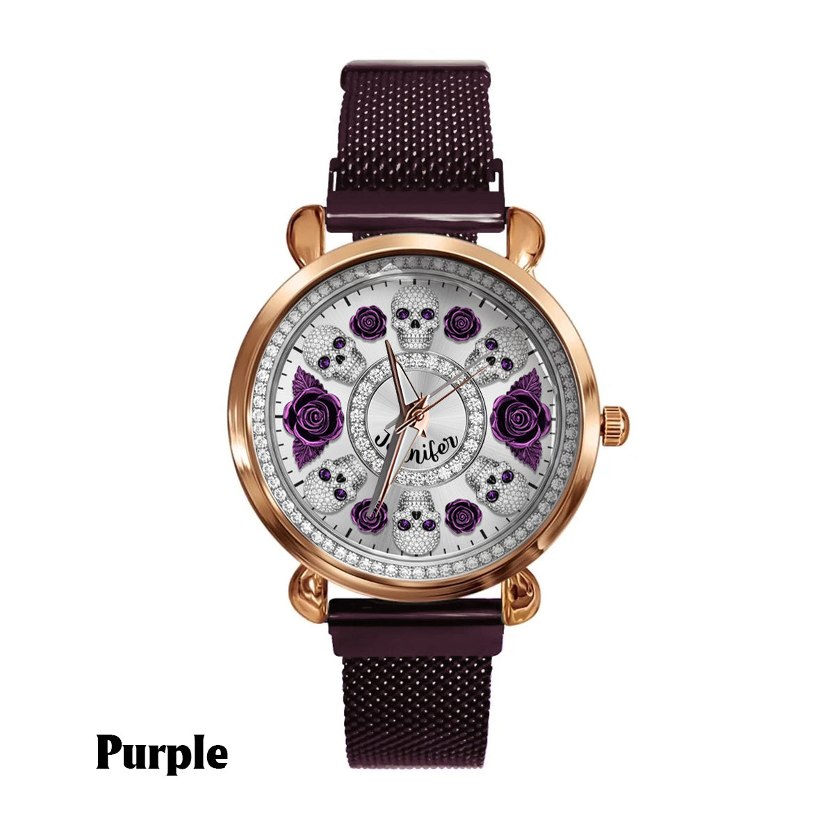 Montre-bracelet personnalisée pour femme Skull And Roses - Tête de mort 