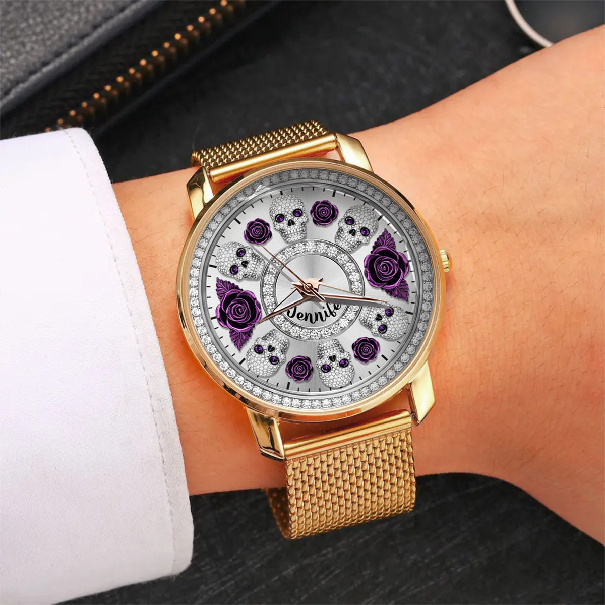 Montre-bracelet personnalisée pour femme Skull And Roses - Tête de mort 