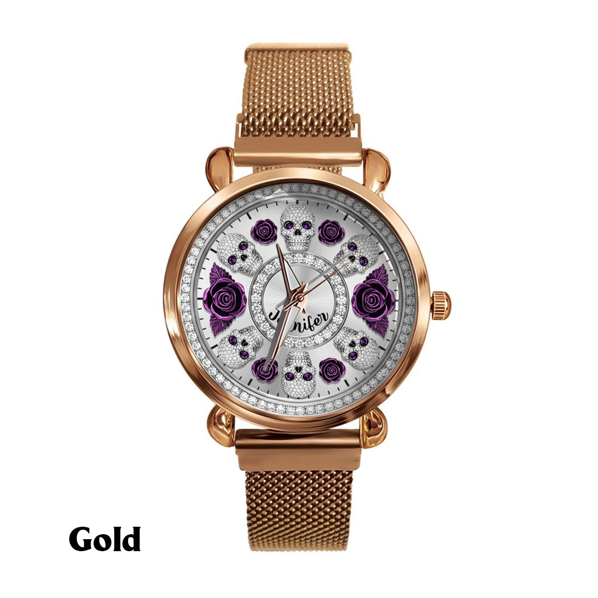 Montre-bracelet personnalisée pour femme Skull And Roses - Tête de mort 