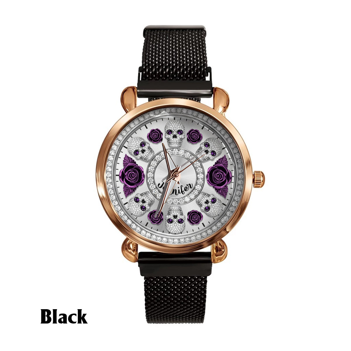 Montre-bracelet personnalisée pour femme Skull And Roses - Tête de mort 