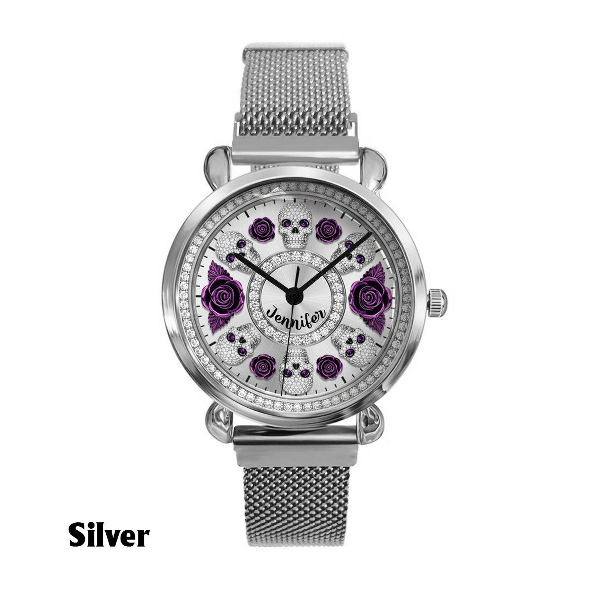 Montre-bracelet personnalisée pour femme Skull And Roses - Tête de mort 