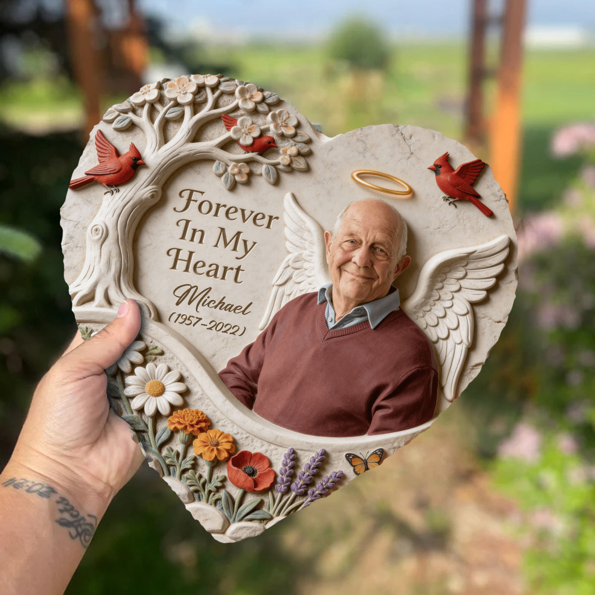Forever In My Heart - Personalized Memorial Heart Shaped Stone