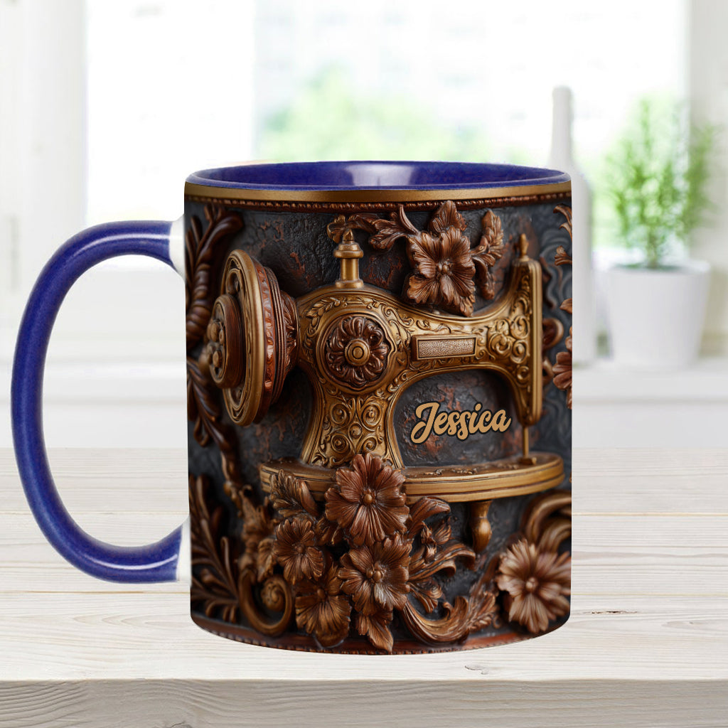 Une femme qui aime coudre - Mug et sous-verre personnalisés sur le thème de la couture