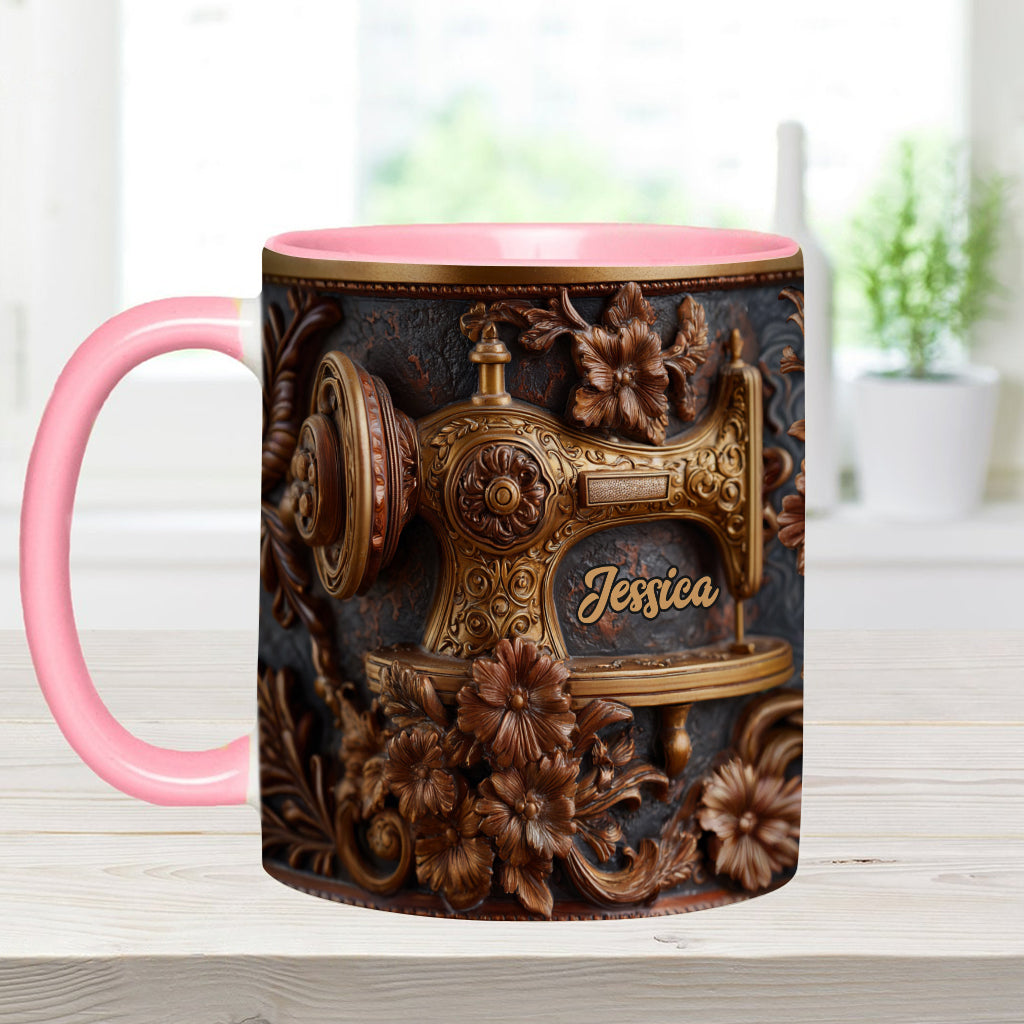 Une femme qui aime coudre - Mug et sous-verre personnalisés sur le thème de la couture