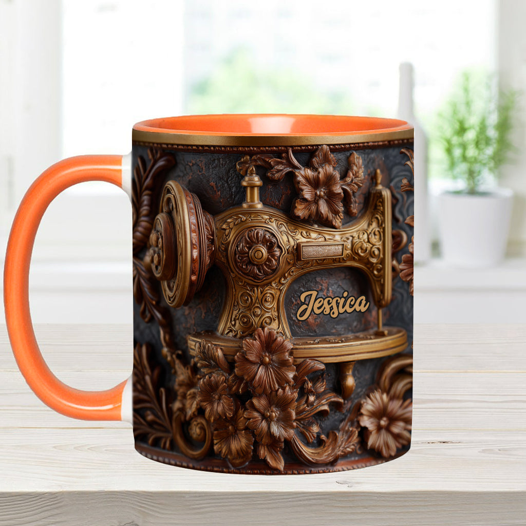 Une femme qui aime coudre - Mug et sous-verre personnalisés sur le thème de la couture