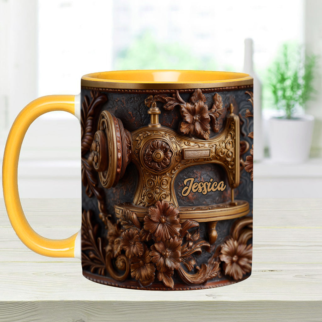 Une femme qui aime coudre - Mug et sous-verre personnalisés sur le thème de la couture