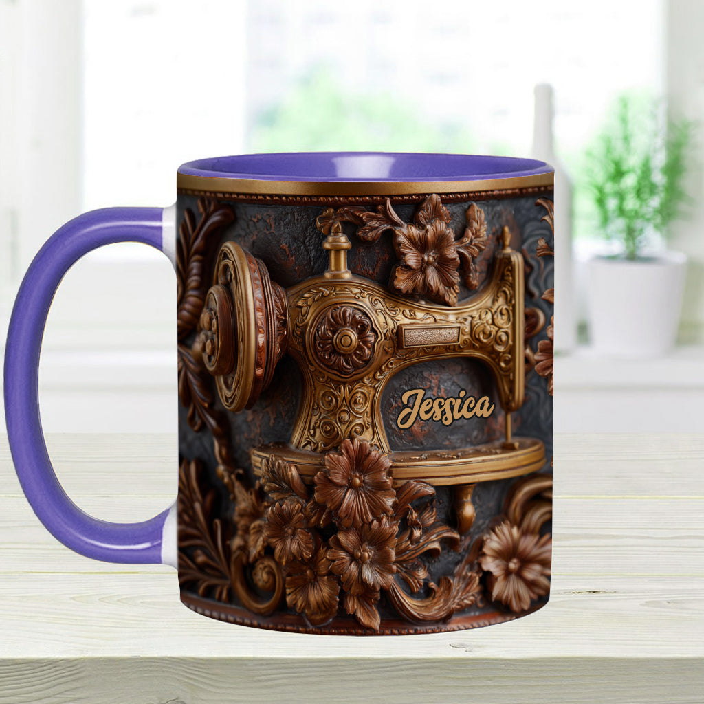 Une femme qui aime coudre - Mug et sous-verre personnalisés sur le thème de la couture