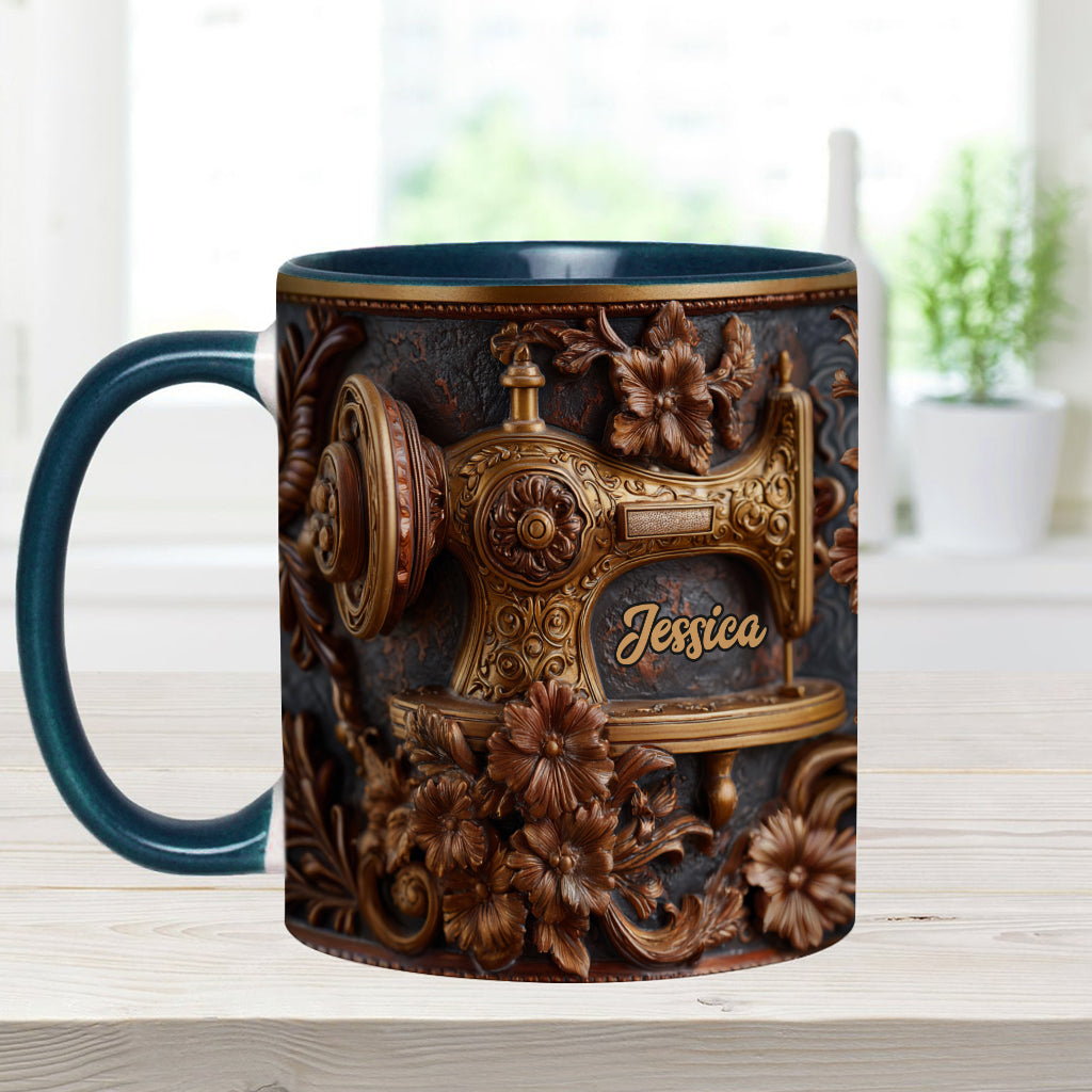 Une femme qui aime coudre - Mug et sous-verre personnalisés sur le thème de la couture