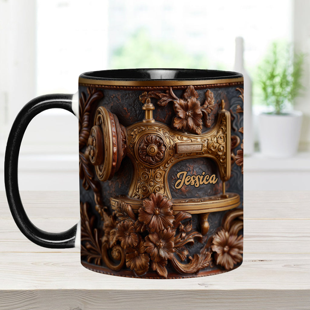 Une femme qui aime coudre - Mug et sous-verre personnalisés sur le thème de la couture