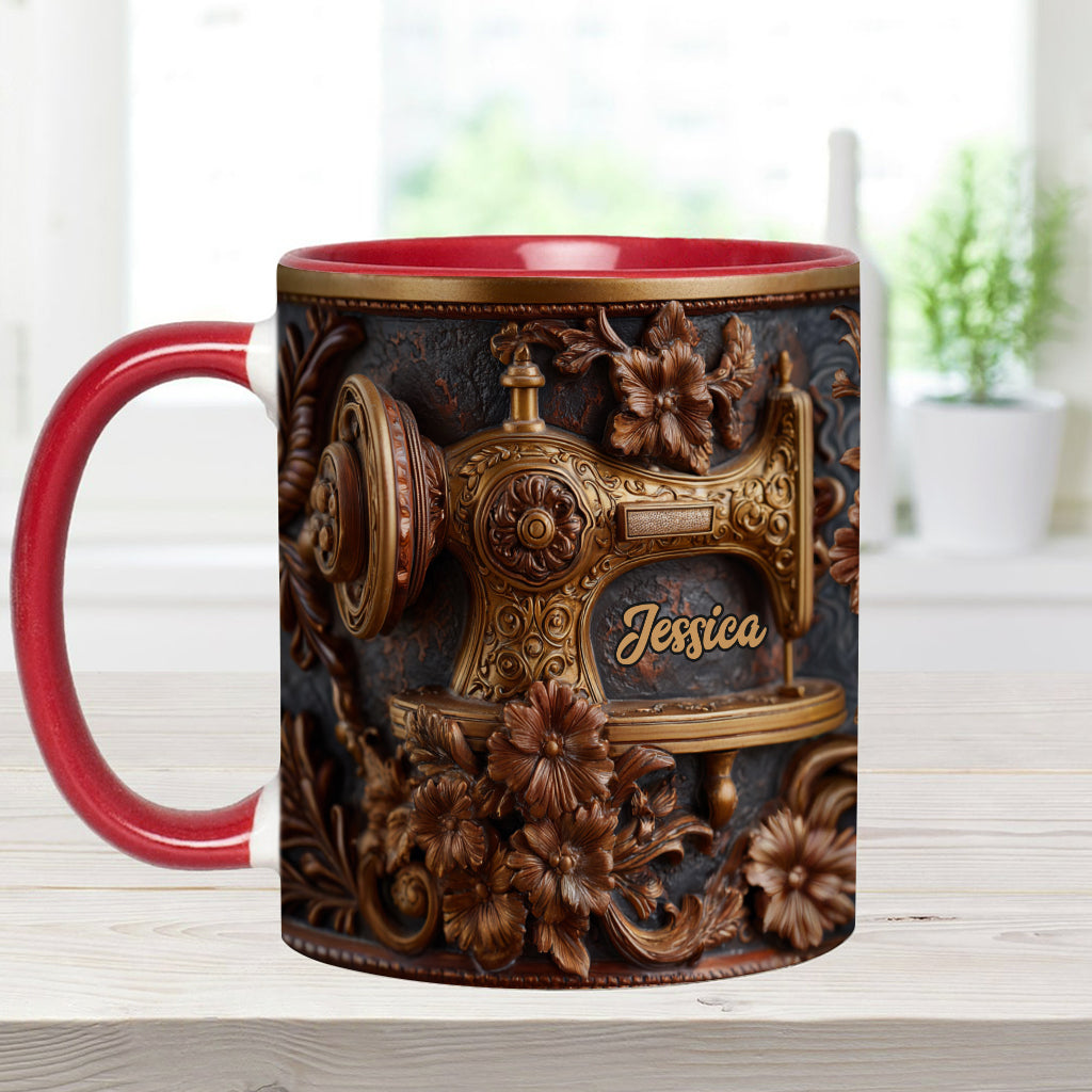 Une femme qui aime coudre - Mug et sous-verre personnalisés sur le thème de la couture