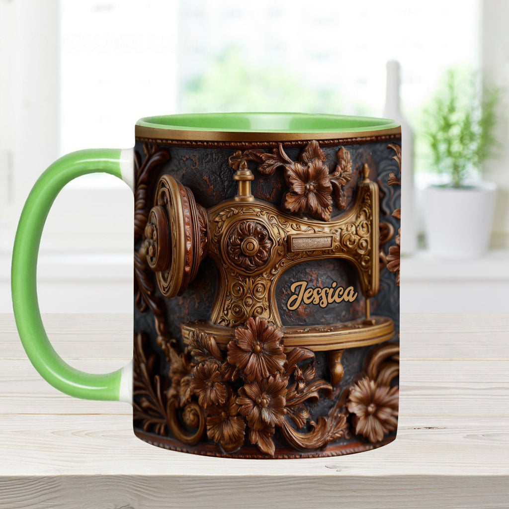 Une femme qui aime coudre - Mug et sous-verre personnalisés sur le thème de la couture