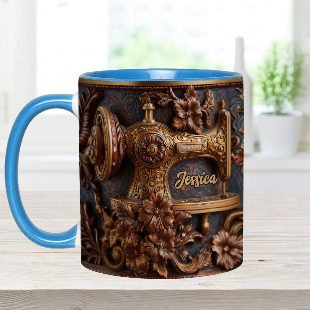 Une femme qui aime coudre - Mug et sous-verre personnalisés sur le thème de la couture