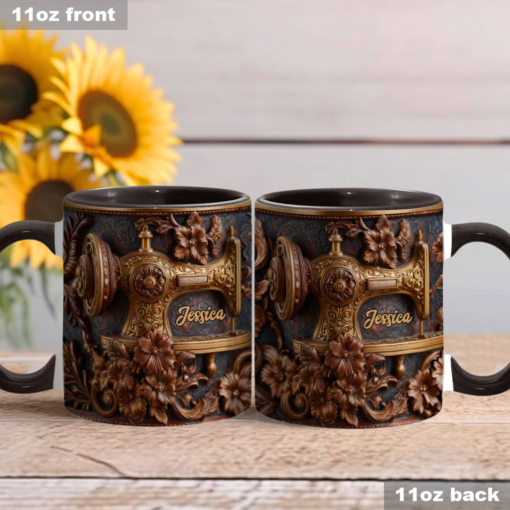 Une femme qui aime coudre - Mug et sous-verre personnalisés sur le thème de la couture