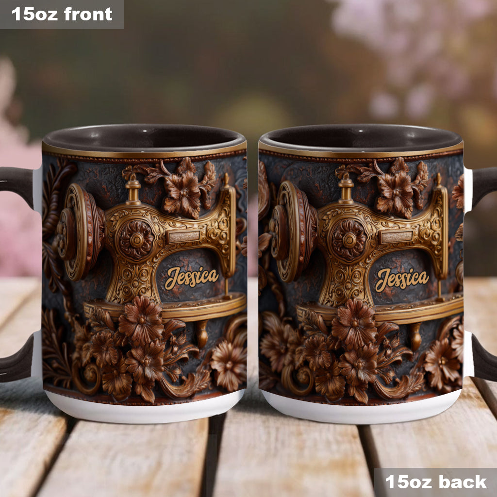 Une femme qui aime coudre - Mug et sous-verre personnalisés sur le thème de la couture