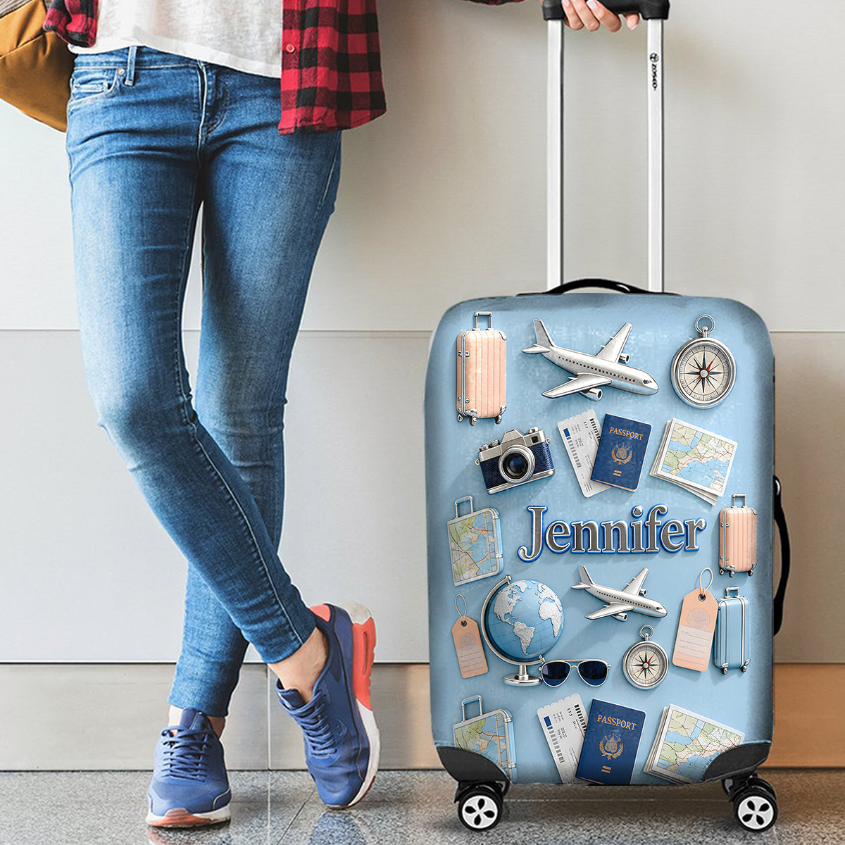 Une fille qui aime voyager - Housse de bagage personnalisée