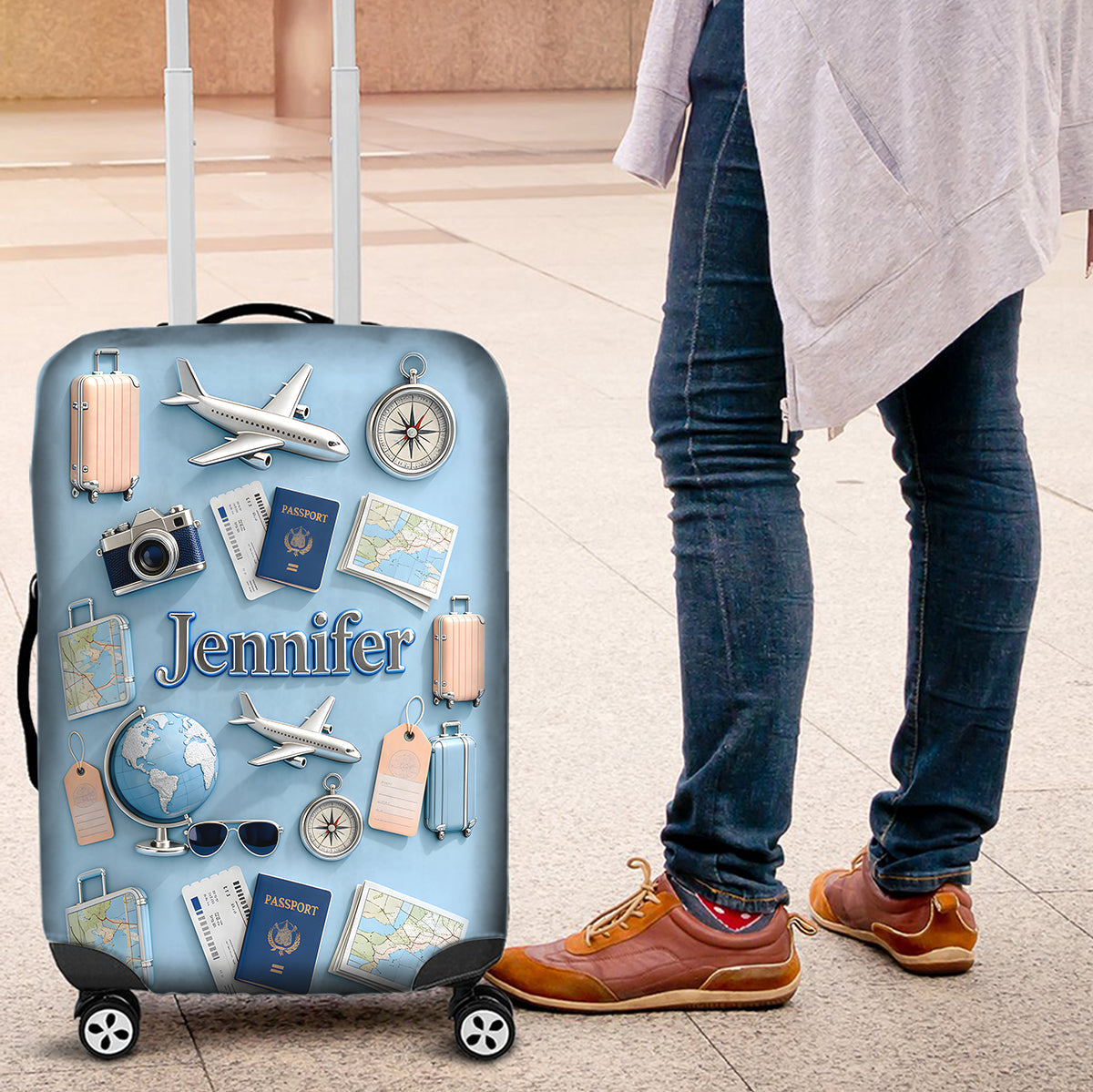 Une fille qui aime voyager - Housse de bagage personnalisée