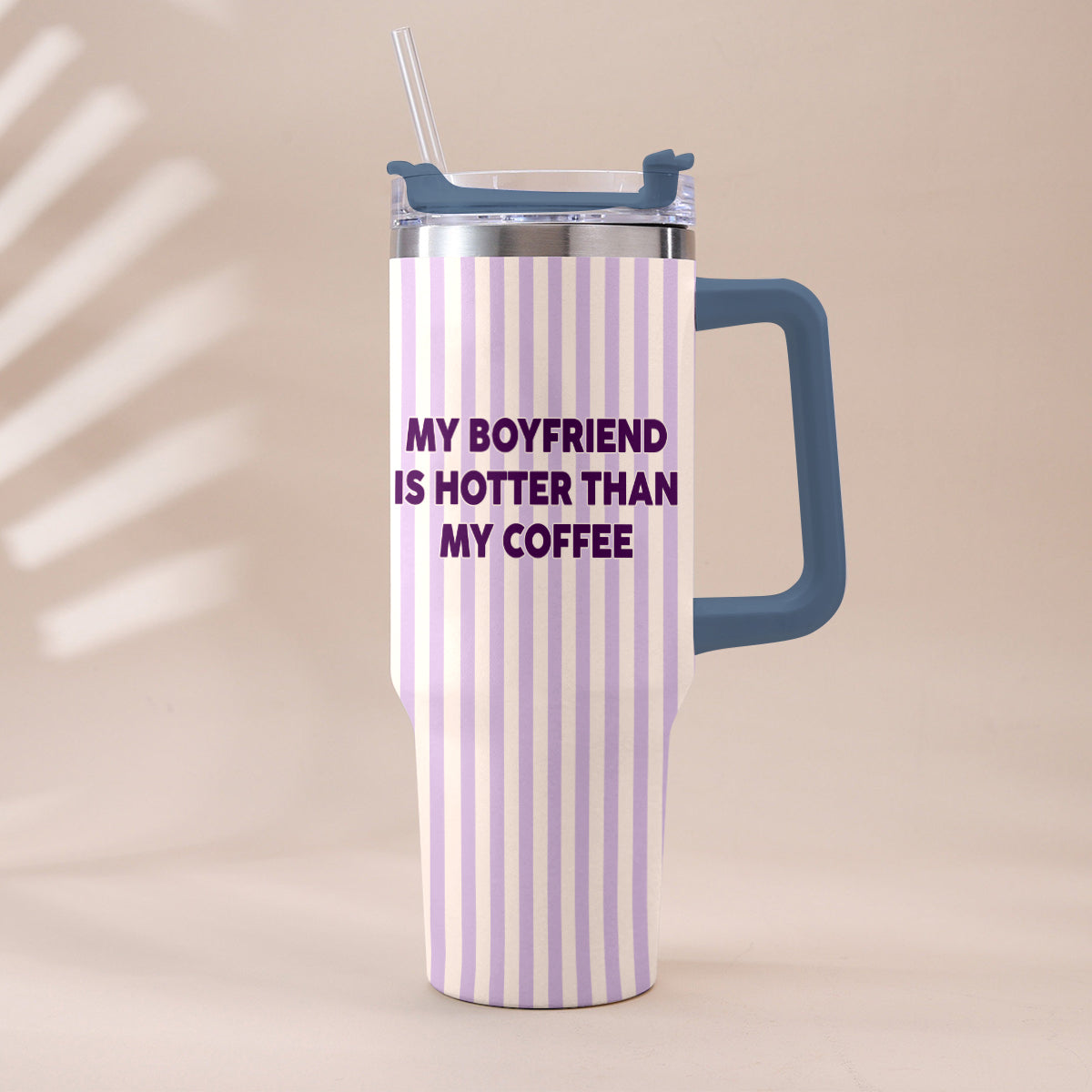 My Husband Boyfriend Is Hotter Than My Coffee Funny Doll - Personalized Couple Tumbler With Handle & Posable Doll
