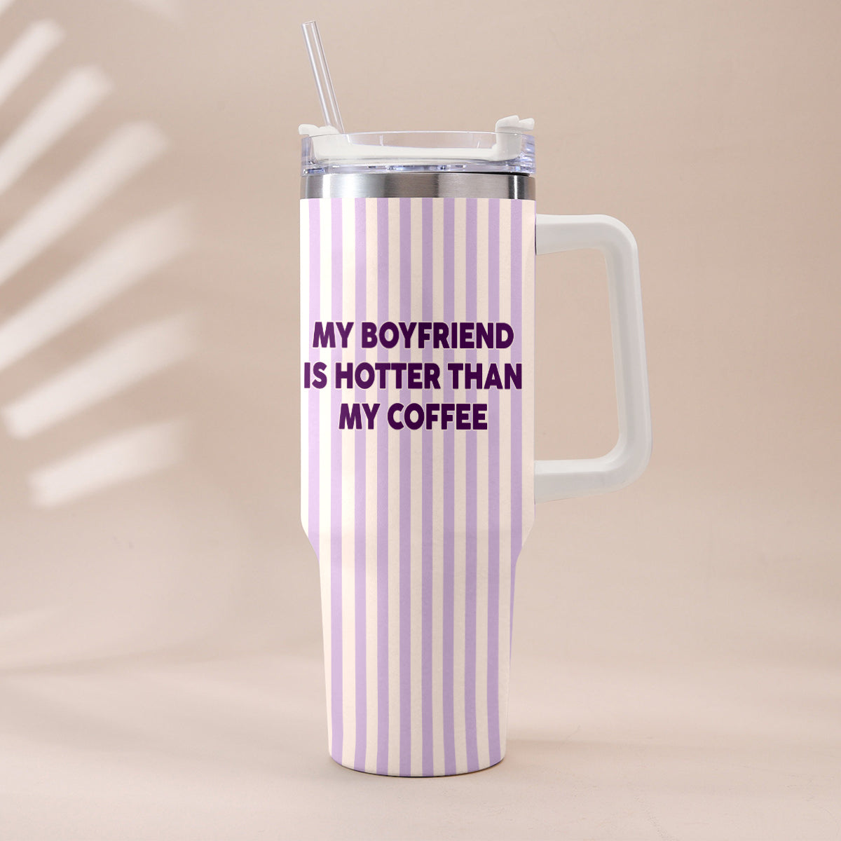 My Husband Boyfriend Is Hotter Than My Coffee Funny Doll - Personalized Couple Tumbler With Handle & Posable Doll