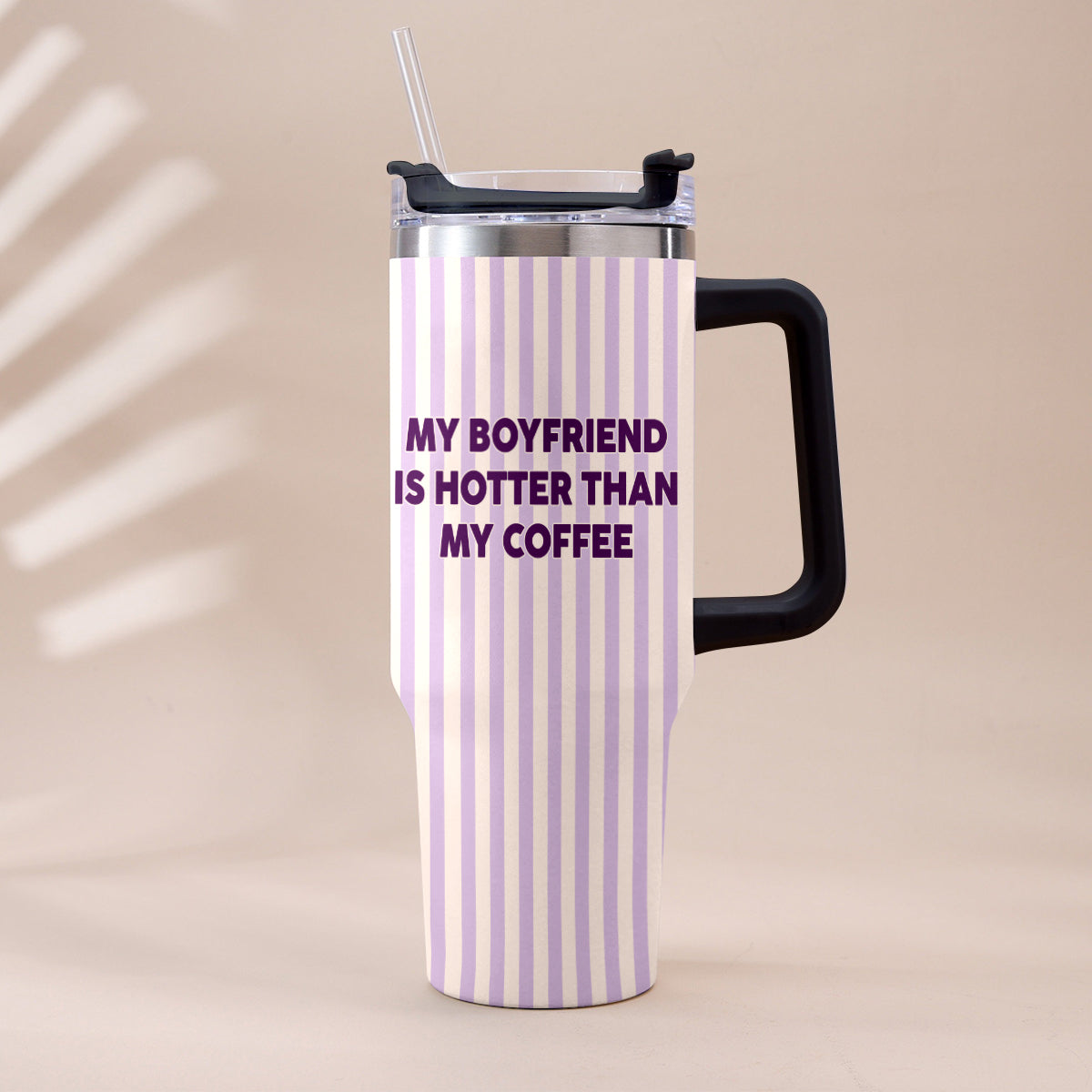 My Husband Boyfriend Is Hotter Than My Coffee Funny Doll - Personalized Couple Tumbler With Handle & Posable Doll